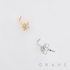 DIMENSIONAL FLORAL MULTI CZ CLUSTER POLISH 316L SURGICAL STEEL L-SHAPE NOSE BOX